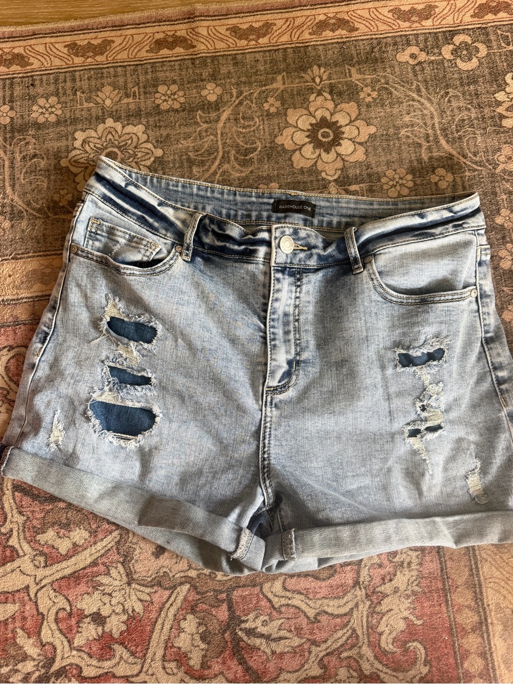 Women's Light Blue Distressed Denim Jean